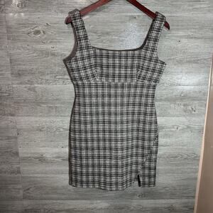 Pink‎ Lily Boutique Black And Tan Plaid Sleeveless Dress size M